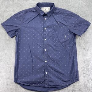Quiksilver Shirt Mens XL Blue Floral Print Cotton Modern Fit Button Up Outdoor